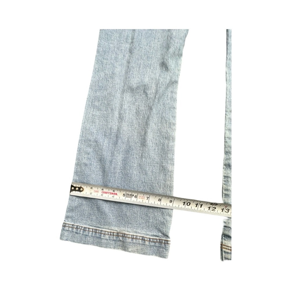 Lee Jeans Womens 16L Blue Riveted Flare Stretch Light Wash Patch Pocket Denim - Picture 9 of 12